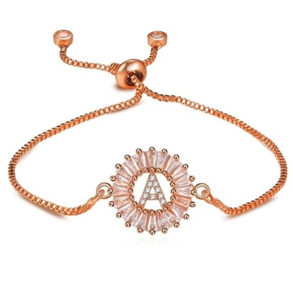 Letter "A" Initial Letter Rose Gold Bracelet